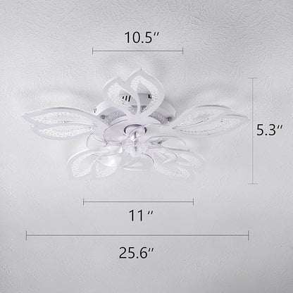 Yfrest Ceiling Fan with Lights Remote Control, White Bladeless Ceiling Fan with Light, 6 Speeds 3 Light Color Low Profile Ceiling Fan for Kitchen Bedroom