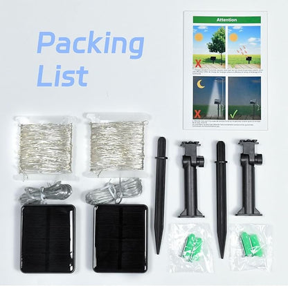cshare Solar Fairy Lights Outdoor Waterproof,39.4ft 120LED Solar String Lights for Outside 8 Modes 2 Packs for Patio Backyard Garden Wedding Deorations Cool White