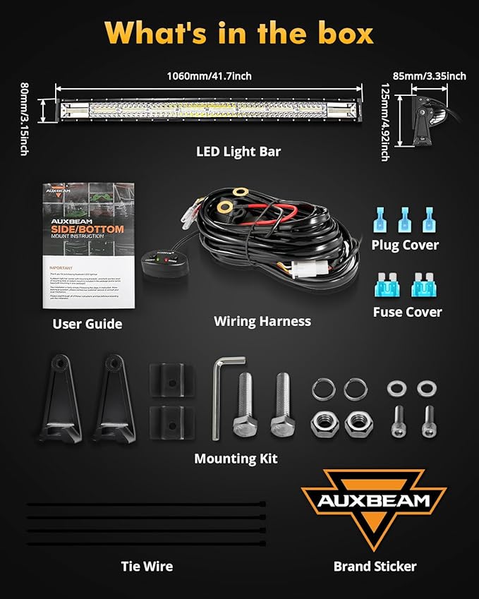 Auxbeam 6 Modes Amber White Series, 42 Inch 240W Curved LED Light Bar, Strobe Warning Flashing Dual Color Fog Light, Spot Flood Combo Off-Road Auxiliary Lighting, for Pickup Truck 4WD Jeep