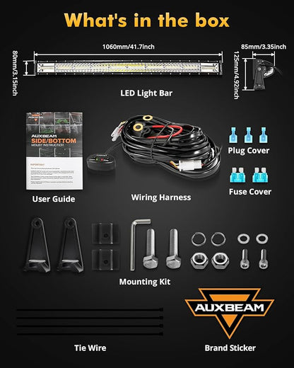 Auxbeam 6 Modes Amber White Series, 42 Inch 240W Curved LED Light Bar, Strobe Warning Flashing Dual Color Fog Light, Spot Flood Combo Off-Road Auxiliary Lighting, for Pickup Truck 4WD Jeep