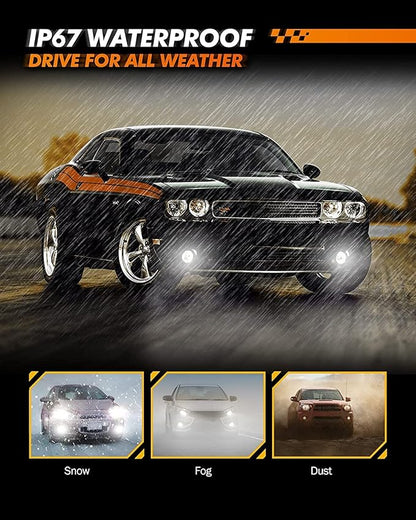 SEALIGHT 881 889 896 LED Fog Light Bulbs or DRL, 6000 Lumens 6500K Xenon White, 898 886 896 894 Front Fog Lamp Replacement Bulbs for Cars,Trucks(Pack of 2)