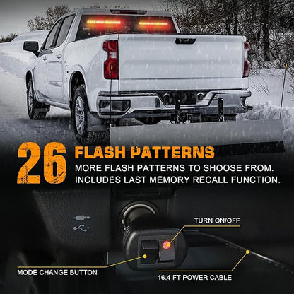 XRIDONSEN 2 in 1 Amber Red Traffic Advisor Light Bar 144 LED Warning Safety Interior Front/Rear Emergency Dash Windshield Strobe Lights for Firefighter Construction Vehicles Trucks Car (2x17.7 inch)