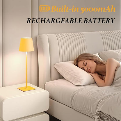 CHLORANTHUS 2 Pack Cordless Table Lamps, 3 Colors Stepless Dimming, 5000mAh Rechargeable Battery LED Desk Lamp for Bedroom/Couple Dinner/Desk/Cafe/Dining Room/Terrace
