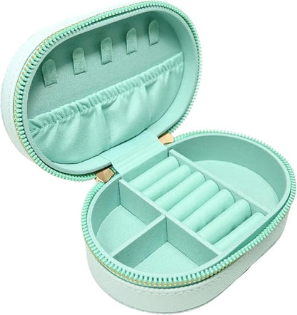 Impressions Vanity BT21 Travel Jewelry Organizer with Faux Saffiano Leather, 3 Divided Compartments, Organizer box with BT21 Natural Garden Design, 8 Ring Holder, Inner Slip Pocket Vanity Organizer
