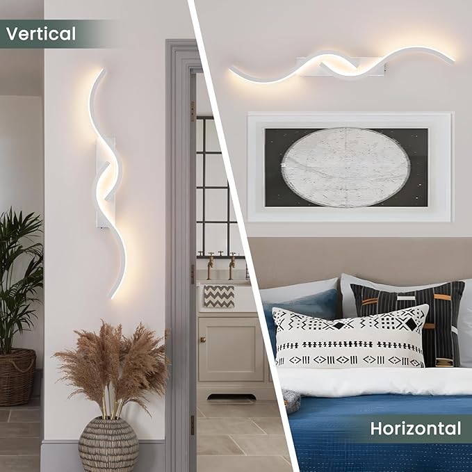 Modern Battery Operated Wall Sconces, Rechargeable Wall Sconces, 3000K-6500K LED Wireless Wall Light, Modern Wall Lamp not Hardwired for Living Room Bedroom Hallway (White)