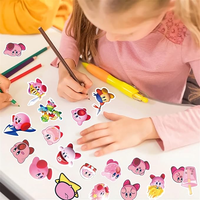 100PCS Cute Cartoon Kirby Stickers Kawaii Game StickersLaptop Waterproof Car Bicycle Suitcase Computer Water Bottle Mobile Phone Sticker Water Resistant Decals (KB100)