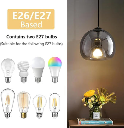 9.1in Large Smoke Glass Pendant Light for Kitchen Island, 3-Pack with Extra 3 LED Bulbs & 4.92ft Adjustable Cord | Modern Minimalist Lighting for Dining Room, Living Room, Entryway