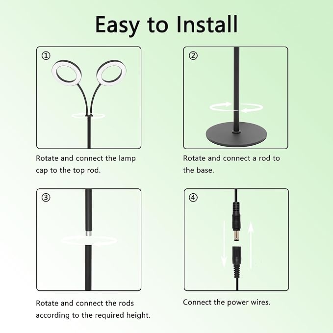 Grow Light for Indoor Plants, 2-Head Full Spectrum LED Tall Plant Lights with Timer, 3 Color Modes Standing Floor Growing Lamp, 70" Height Adjustable, 10 Dimmable Levels for Large Plants