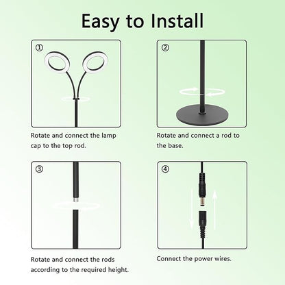 Grow Light for Indoor Plants, 2-Head Full Spectrum LED Tall Plant Lights with Timer, 3 Color Modes Standing Floor Growing Lamp, 70" Height Adjustable, 10 Dimmable Levels for Large Plants