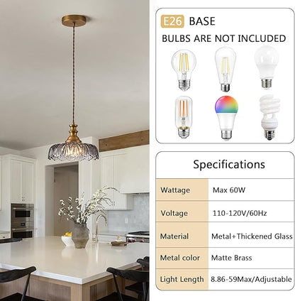 HDDFL Vintage Pendant Lights Fixture Modern Pendant Lighting Fixtures Hanging Lamp for Kitchen Island Bedroom Living Room Hallway Grey and Brass
