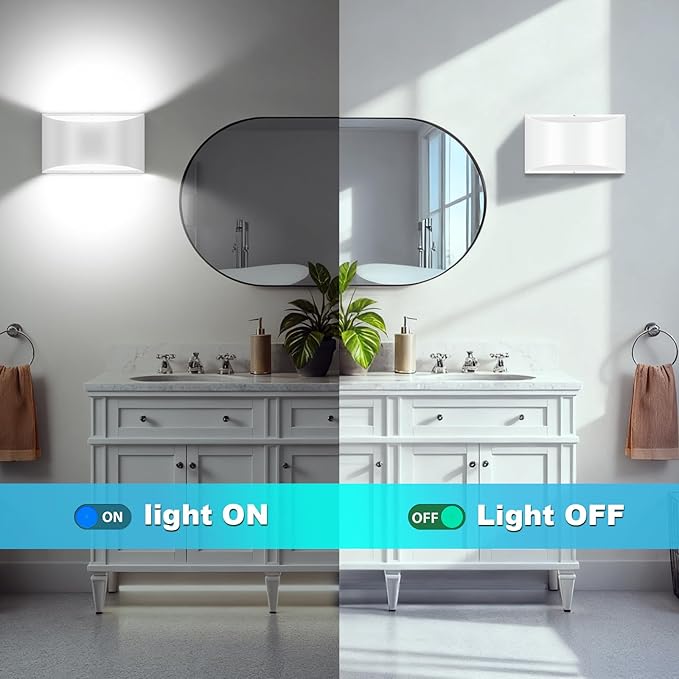 White Aluminum Modern LED Wall Sconce Indoor Wall Lights 1 Pack Hardwired Up and Down Wall Mount Light for Living Room Bedroom Corridor Hallway Conservatory Cool White 6000K(with G9 Bulbs)