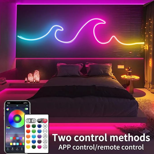 segrass 16.4FT Led Neon Rope Lights Control with App/Remote,Flexible Led Rope Lights,Multiple Modes,IP65 Outdoor RGB Neon Lights Waterproof,Music Sync Gaming Led Neon Strip Lights for Bedroom Décor