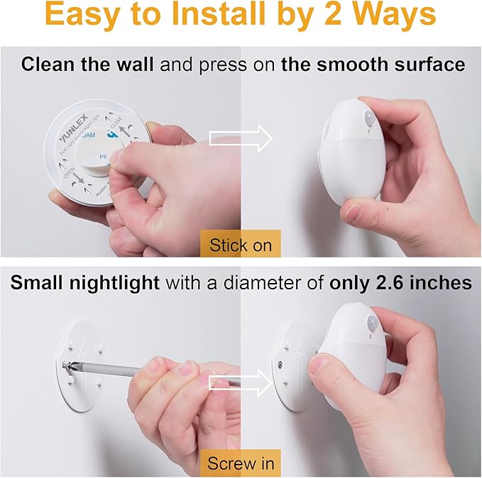 YUNLEX 2 Pack Pink Battery Night Light, Motion Activated Night Light, 2.6" Small Sticky Lights, 3 Light Modes, Dimmable Soft Glow for Bedroom, Nursery, Baby, Kids, Sleep, Soothing Fear of The Dark