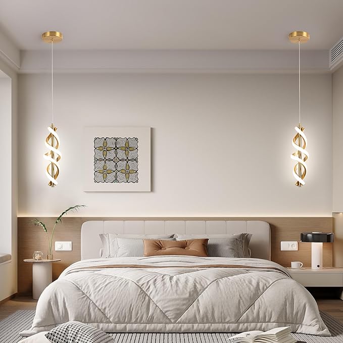 Gold Pendant Light,4000K Modern LED Pendant Lights Kitchen Island,Adjustable Pendant Lighting Over Island Hanging Pendant Light Fixtures for Kitchen Dining Room Hallway Foyer,1 Pack(Gold)