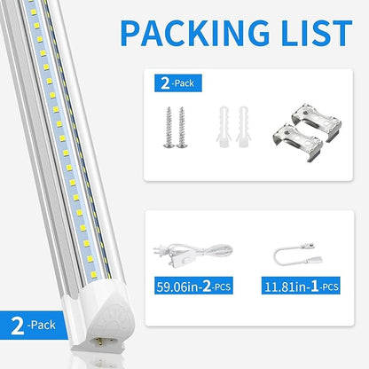 CNSUNWAY LED Shop Light 2FT, 22W 3300LM, 3000K Warm White, T8 LED Tube Lights, Ceiling and Utility Shop Lights, Linkable Light Fixture for Room, Garage, Workbench, ETL Listed (Pack of 2)