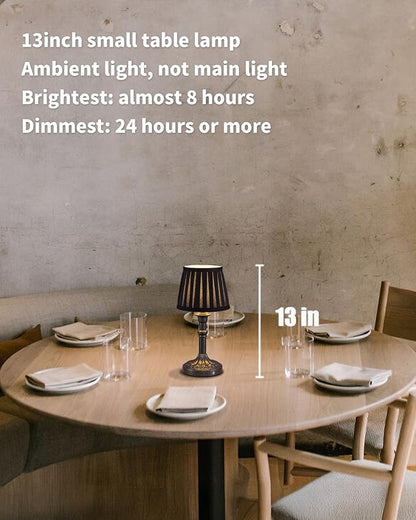 KDG Cordless Portables Table Lamp Set of 2, LED Fabric Shade Small Desk Lamps, 5000mAh Battery Powered Lighting, 2700K Stepless Dimmable Light for Living Room, Dining Room, Bedroom (Mottled Silver)
