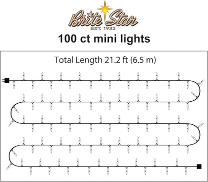 Brite Star 100 Count Mini String Christmas Lights, Red - 22 feet Indoor/Outdoor Christmas Tree Lights with Green Wire