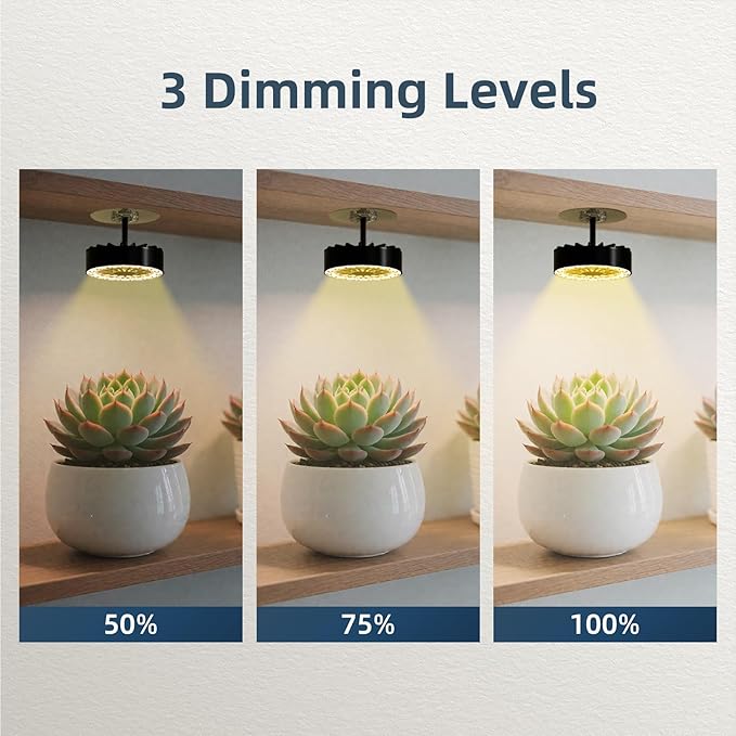 Suction Cup Grow Light for Indoor Plants, Full Spectrum LED Plant Light with Fan, Window Mount Growing Lamp for Seedlings & Succulents, CRI 90+, 2/4/8/12H Timer, 90° Lens, 3 Packs