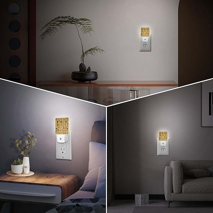 LED Night Light Lamp with Smart Sensor Dusk to Dawn Sensor,Ancient Egyptian Papyrus Night Light Daylight White,0.5W Plug-into Wall for Adults,Bedroom,Bathroom,Hallway,Kitchen