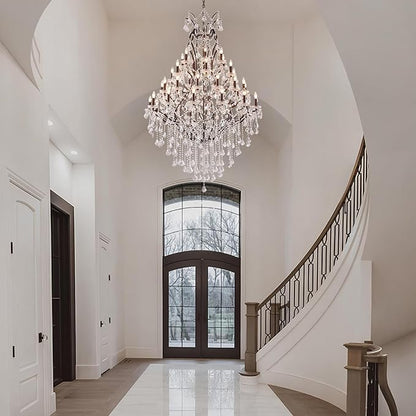 42 Lights Large Crystal Chandeliers for High Ceilings Maria Theresa Chandelier Light Fixture Vintage Chandelier for Foyer Hallway Entryway Staircase Brown 75" H x 49.2" D