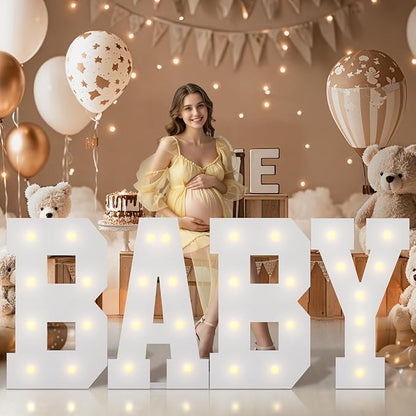 Bugame 3FT Light Up Letters, Quick 7-Min Setup No Edge Assembly Needed, Lightweight Foam Board Marquee Letters for Birthday Wedding Baby Shower Backdrop Decor, Letter &