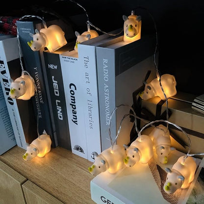 5.4 FT Cute Rhino String Lights,10 LED Christmas Rhino Fairy Light Night Light Battery Operated for Home Party Camping Decoration (Rhino)