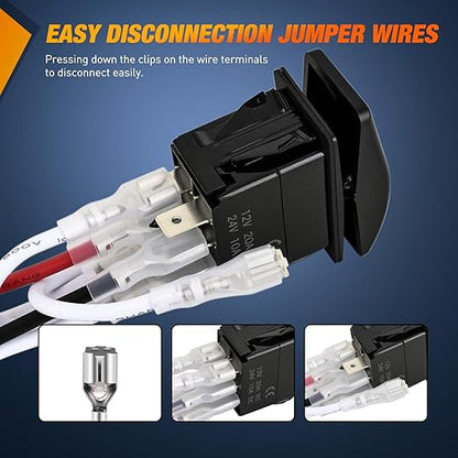 Nilight 2 Pack Momentary Rocker Switches 6 Pin Waterproof (ON)-Off-(ON) DPDT Toggle Switch 20A/12V 10A/24V with Jumper Wires Set for Cars Trucks Boats ATVs UTVs RVs