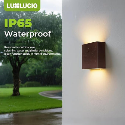 2 Pack Indoor Outdoor Brown Up and Down LED Wall Light, Modern Bedroom/Porch Wall Lamp, IP65 Waterproof, 5%-100% Dimmable 18W 1620lm, 5CCT (2700K-5000K), CRI 90+, 120V-277V, ETL FCC Certified