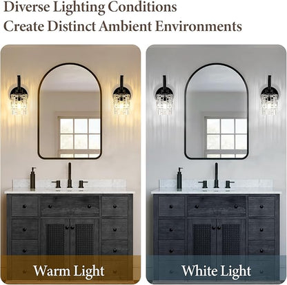 Matte Black Wall Sconce, 1-Light Bathroom Vanity Light Fixture with Clear Glass Shade,Modern Wall Light for Mirror Living Room Hallway Bedroom