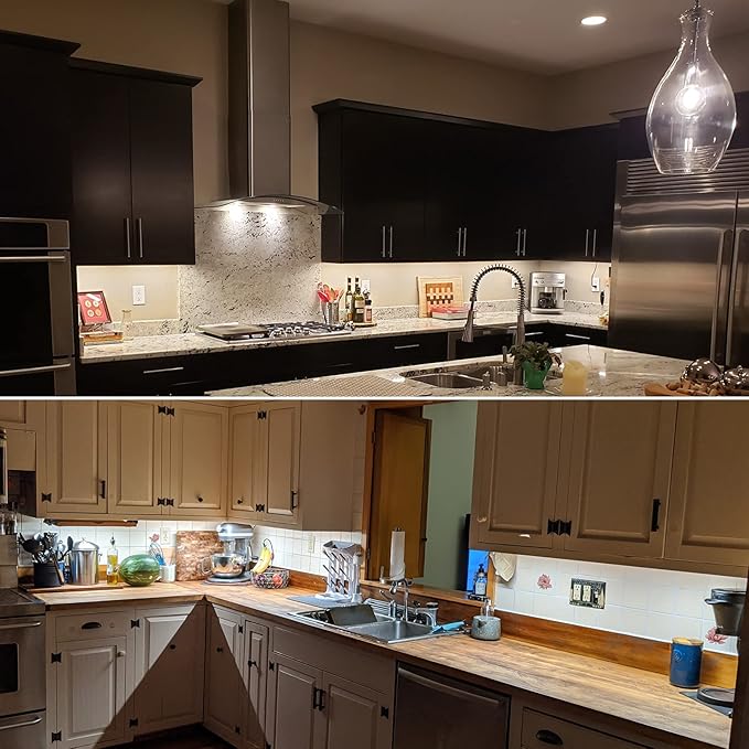 Litever Kitchen Under Cabinet LED Lighting Kit Plug-in, Super Bright, 6 PCS 12 Inches Light Bars, Daylight White, 31W 2000 Lumen, Perfect for Kitchen Cabinet Counter Shelf-(6 Bars Kit-5000K)