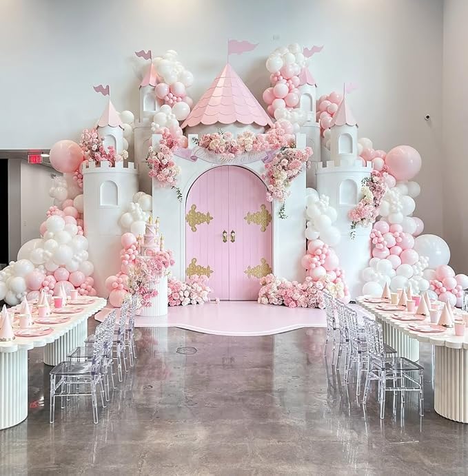 Pastel Pink and White Balloons, 12 Inch 35PCS Light Baby Pink Beige Cream White with Clear Latex Balloon for Girls Birthday Bachelorette Party Bridal Baby Shower Winter Party Decorations Supplies