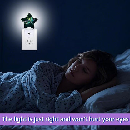 Glitter Dragonfly Night Lights Plug Into Wall,Green Dusk to Dawn Light Sensor Night Light for Kids, Energy Efficient Sleep Friendly Lamp for Bedroom Bathroom Nursery