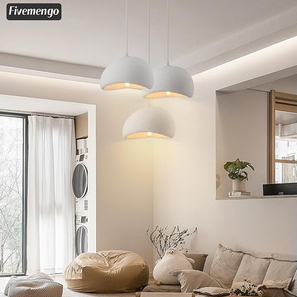 11.8in Wabi Sabi Pendant Light, Kitchen Island Lighting Fixture Ceiling Mount Japanese Lamp Japandi Chandelier for Dining Living Room Hallway Bedroom Restaurant Hanging Lamp, White 1 Pack