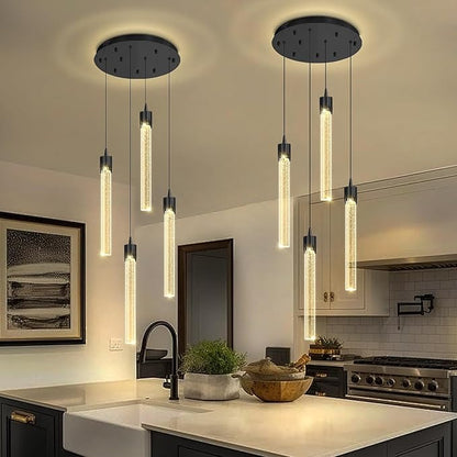 ykolupty Mini Chandelier Crystal Pendant Lights,Bubble Crystal Chandelier for Living Room Bedroom Modern LED Ceiling Light Dimmable 2700k-6000k