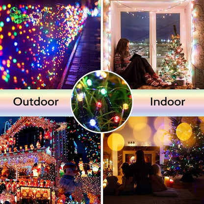 181FT 500 LED Christmas Indoor Outdoor Decorative Lights, 8 Modes Waterproof Plug in Green Wire Fairy String Lights for Christmas Tree Party Wedding Garden Holiday Home Decoration (Multicolor)