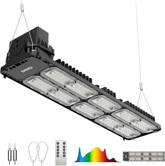 SANSI Grow Lights for Indoor Plants, 200W Plant Lights for Indoor Growing Full Spectrum High PPFD IP65 Dimmable, Auto On Off Growing Lamp for 2x4/3x3ft Grow Tent Seed Starting Vegetables Bloom