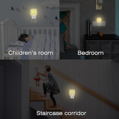 Lemon with Flowers Night Light, Fresh Lemon Fruits Floral Dusk to Dawn Night Light Plug in,0.5w Energy Saving Sleep Friendly Nightlights for Kids Boys Girls Home Decor