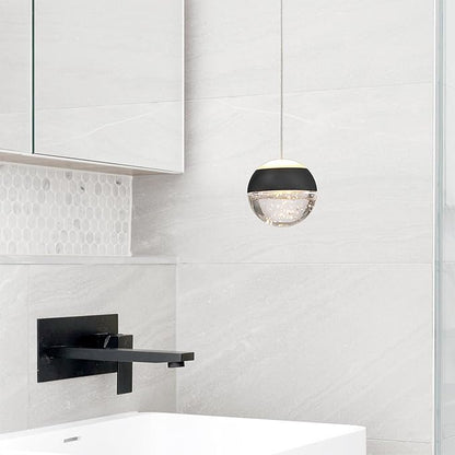 JoollySun Crystal Pendant Light Fixture: Modern Black Mini Hanging Lights for Kitchen Island Bathroom
