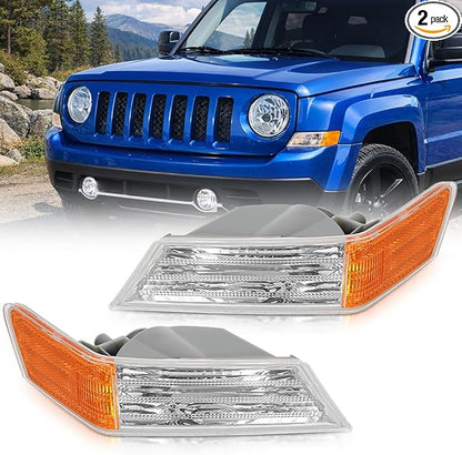 Nilight Front Turn Signals Light Clear Amber Lens Parking Day Running Side Marker Lights Compatible with 2007-2017 Jeep Patriot Driver & Passenger Sides