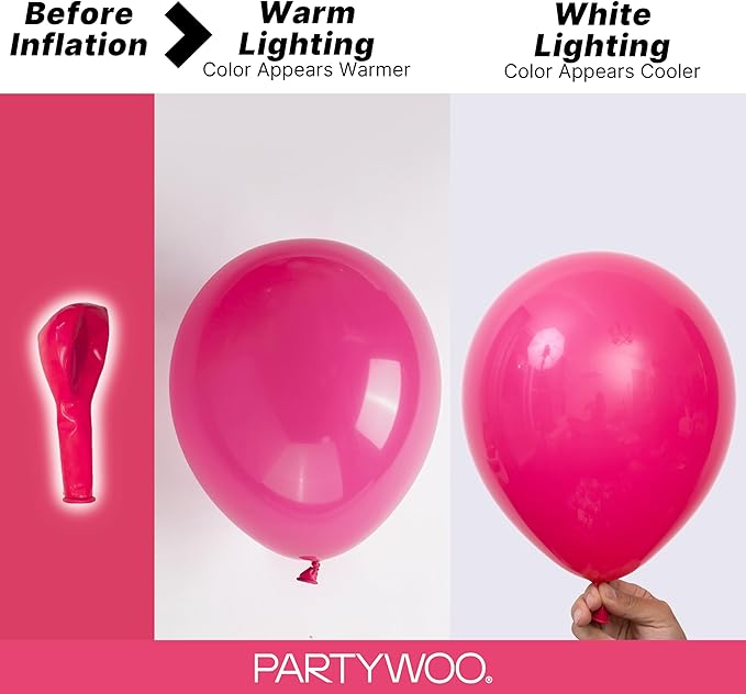 PartyWoo Hot Pink Balloons 145 pcs Different Sizes of 18 12 10 5 Inch Magenta Fuchsia Balloon Arch Kit Garland for Baby Shower Wedding Bridal Shower Anniversary Birthday Party Decorations Pink-Y12