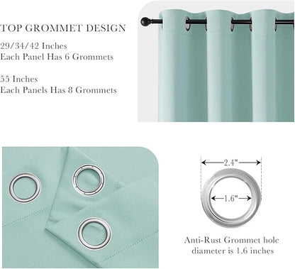 PONY DANCE Aqua Blackout Curtains 80 inch Long 2 Panels Set, Thermal Insulated Solid Grommet Closet Curtains for Bedroom Closet Door, Temporary Doorway Cover Room Divider Drapes, W 55" x L 80"