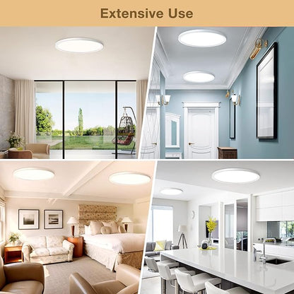 LED Flush Mount Ceiling Lights Dimmable 12Inch 3200LM 24Watt, 3000K 4500K 6000K, Low Profile Surface Mount Super Slim Light Fixtures, Thin Flat LED Panel Lights for Bedroom Bathroom Hallway, 4 Packs