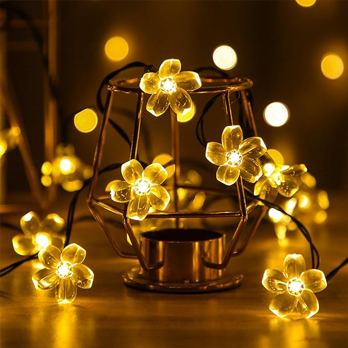Decorative Flower String Lights Indoor Outdoor Bedroom Decorations, 33ft 100 LED USB Plug-in Black Wire Fairy Cute Cherry Blossom Lights for Patio, Garden, Christmas, Birthday Party (Warm White)