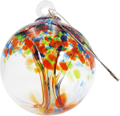Dale Tiffany Hand Blown Glass, 4" Diameter Royal, Tree of Life Collection, Witch Globe Hanging Garden Indoor/Outdoor Decorative Ornament Gazing Ball