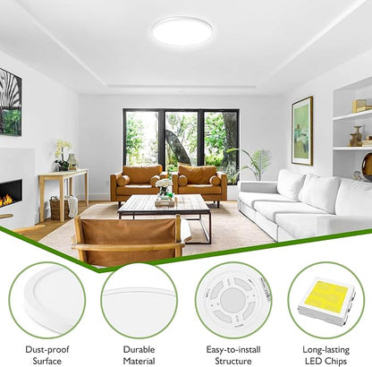 12Inch LED Flush Mount Ceiling Light Fixture, 28W 3200Lm Dimmable Modern Recessed Ceiling Lamp, 5000K Daylight White Round Low Profile Ceiling Light for Kitchen Closet Bedroom Hallway Laundry, 1-Pack