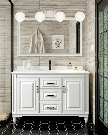 New Bathroom Vanity Light Fixtures 4 Lights Brushed Nickel Glass Shade Modern Wall Bar Sconce Over Mirror（(Exclude G9 Bulb)