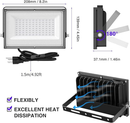 Onforu 2 Pack 60W LED Black Lights, Blacklight Flood Light with Plug, IP66 Waterproof Black Lights for Dance Party, Glow in The Dark, Halloween, Body Paint, Fluorescent Poster, Neon Glow