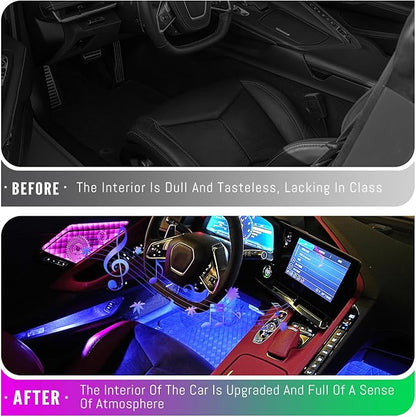 Door Speaker Relays Cover Trim w/Neon Accent Lights fit for C8 Corvette 2019-2024,LED Ambient Foot Lights,Atmosphere Door Storage Box Lamps,Voice APP Button Switching Control,RGB