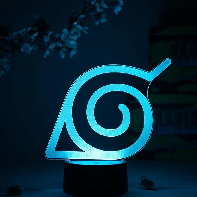 Otaku Lamps Konoha Leaf Naruto – Anime Night Light, 16 Color RGB LED – Gift for Otaku