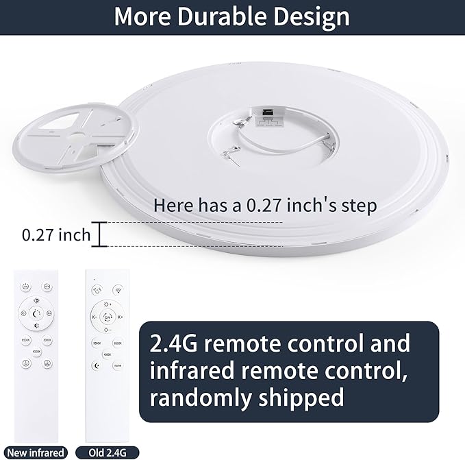 24 Inch Dimmable Ceiling Light Flush Mount 54W Remote Control LED Fixture 5400LM 3000K-6500K Adjustable Round Bright Lamp for Bedroom Kitchen Living Room Dining Bathroom White